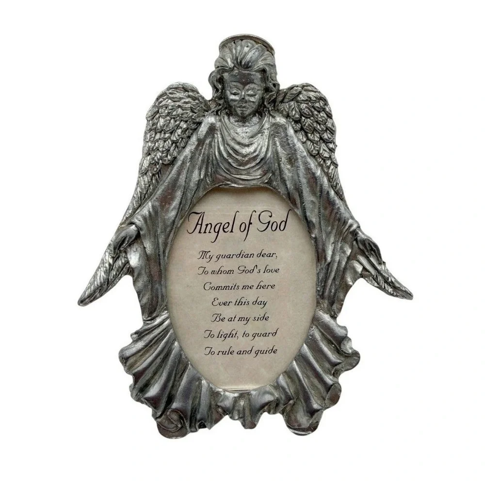 VTG Small Angel Pewter and Glass Guardian Angel Prayer Photo‎ Frame 4